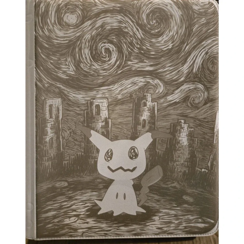 Pokemon Mimikyu Laser Engraved White  Top Loader Binder 360 Cards Ready to Ship